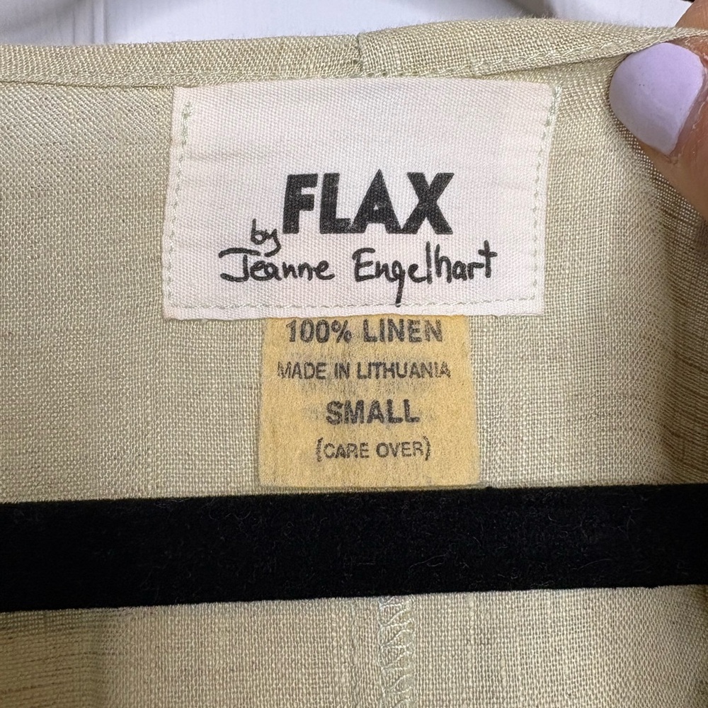 Flax by Jeanne Engelhart light green 100% Linen vintage Dress Size Small - Picture 2 of 4